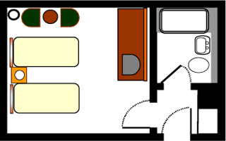 山側ツインルーム（ツインルームD） floor plan